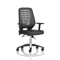 Image of Relay Operator Chair Leather Seat Silver Back Height Adjustable Arms
