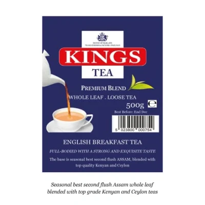 Image of KINGS Tea, Premium English Breakfast Loose Whole Leaf, 500 GMS
