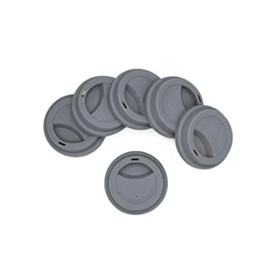 Image of NanTun Silicone Drinking Lid Spill Proof Cup Lids Reusable Coffee Mug Covers 6 Pcs Grey