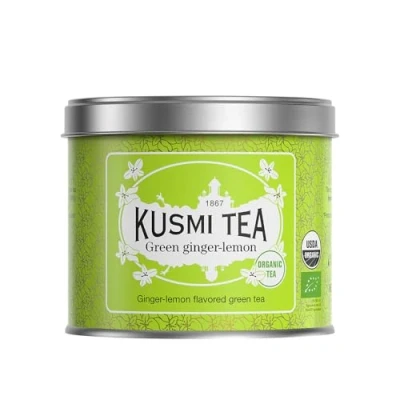 Image of Kusmi Tea Ginger Lemon flavoured Green (Organic Tea) 100g Loose Leaf tin