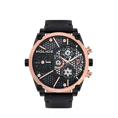 Image of Police Unisex Adult Analog Quartz Watch with Leather Strap PL15381JSBR.61