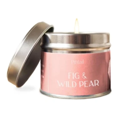 Image of Pintail Candles Classic Tin (Fig and Wild Pear Home Fragrance) Scented Long Burning (35 Hour Burn Time), Hand Poured Gifts for Women Genuine Candle Gift