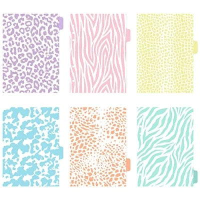 Image of Avery Planner Dividers for A5 Planners, 6 Tab Set, Pastel Animal Print Design, 1 Set (25454)