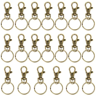Image of TRIXES 20 X Small Lobster Detachable Swivel Clasps for Key Split Ring Brass Colour