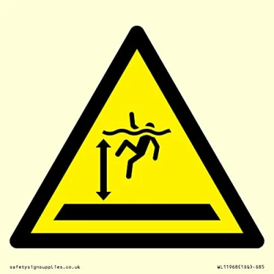 Image of W047 Warning: Deep water Sign 85x85mm S85