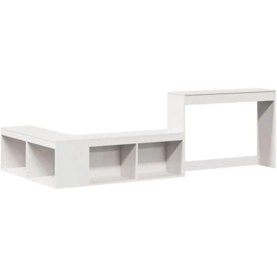 Image of vidaXL Bedside Cabinet with Desk White 232x122x75 cm Solid Wood Pine