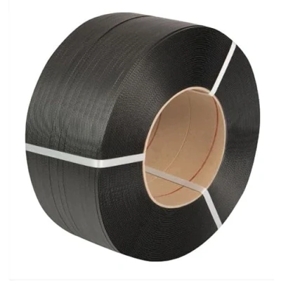 Image of indigo 9mm X 4000m Recycled Black Large Coil of Very Strong 120KG Break Strength Plastic Machine Pallet Strapping Banding 4000 Metres Per Polyprop Strap Polypropylene