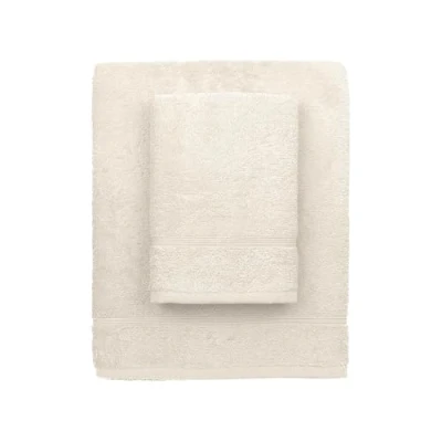 Image of zer0bed, Ivory Cream Bath Towels, Set of 2 Face Towel, Bidet Plain Colour, Cream, 100% Cotton,