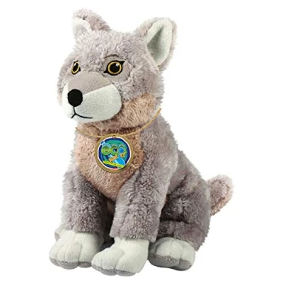 Image of EcoBuddiez Wolf from Deluxebase. Medium 20cm Soft Plush Animals made Recycled Plastic Bottles. Eco Friendly Cuddly Gift for Kids and Cute Stuffed Animal Toy Toddlers.