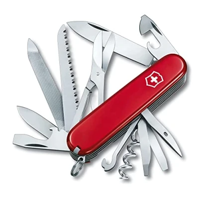 Image of Victorinox Ranger Swiss Army Knife, Medium, Multi Tool, Camping 21 Functions, Blade, Scissors, Red, Brown