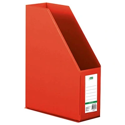 Image of D.RECT Plastic Organiser Magazine Rack with Viewing Window for Writing on PVC A4 90mm Foldable Red 110205