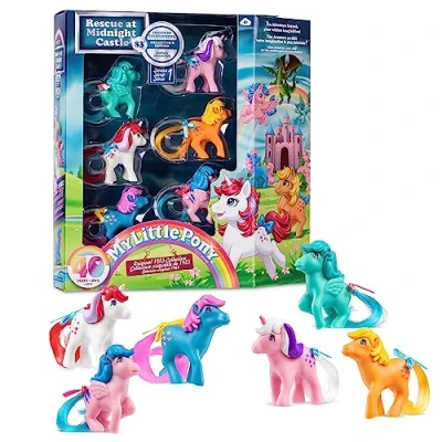 Image of My Little Pony 40th Anniversary Figures Collector Pack, Basic Fun, 35338, 6 Classic Characters in Original Retro Designs, Toy Gift Set, Horse Toys for Girls and Boys, Ages 4 Years +