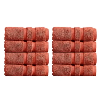 Image of Christy Chroma Hand Towels Set Pack of 8 Highly Absorbent Heavyweight 675GSM Bold and Bright Soft Velvety Smooth Bathroom 100% Cotton Burnt Sienna Red