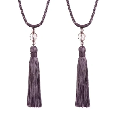 Image of Jones Interiors x 2 Curtain Tieback With Bead Embellishment Colour Viola.