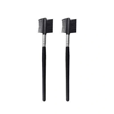 Image of Brow Comb Lash Groomer 2 Pack Eyebrow Brush Double sides for Women Makeup Cosmetic Tool Black
