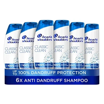 Image of Head &amp; Shoulders Classic Clean Dandruff Shampoo, Pack of 6 ( x 250 ml), Clinically Proven Deep Clean, UK #1 Shampoo
