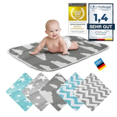 Image of Changing mat Baby Blanket pad for Babies and Toddlers; Breathable, Washable, Reusable; 50 x 70 cm (Clouds Grey)