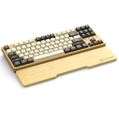 Image of Attack Shark 87 Keys Natural Bamboo Wrist Rest,Ergonomic Keyboard Support for Improved Typing Gaming Comfort,Eco Friendly,Moisture Resistant,Wood Feel,Non Slip,for 75%/80% Layout Quiet