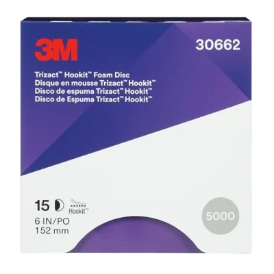 Image of Trizact 3M Hookit Foam Disc, 30662, 6 in, P5000, 15 discs per carton, Blue