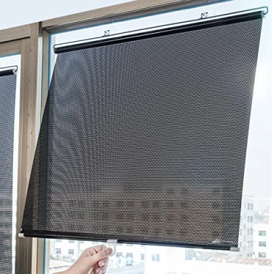 Image of GOFOHIMI Suction Cup Roller Blinds,Sun Protection Blackout Blind,Privacy Screen Window Blind,Adjustable Curtains,Shade Net Retractable,for Kitchen Office Car Room (W40xL60cm/16x24in)