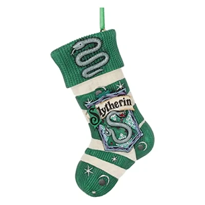 Image of Nemesis Now Officially Licensed Harry Potter Slytherin Stocking Hanging Ornament, Resin, Green, one Size