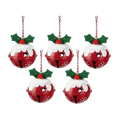 Image of Heaven Sends Red Christmas Bells With Holly Traditional Style Decorations