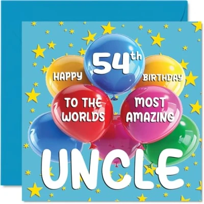 Image of 54th Uncle Birthday Card World&#039;s Most Amazing Happy for from Niece Nephew, 145mm x Age 54 Fifty Four Greeting Cards