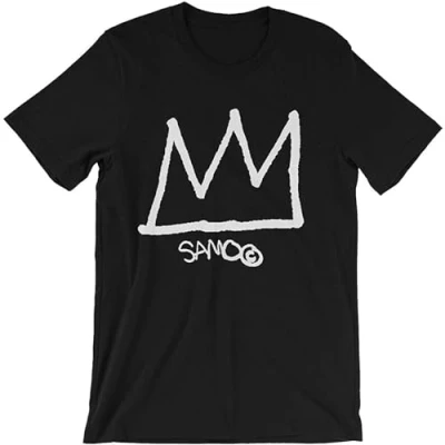Image of Glove Spa Rew Samo &amp; Jean Michel Basquiat Crown and Tag T Shirt Pop Art NYC Street 198S Black L