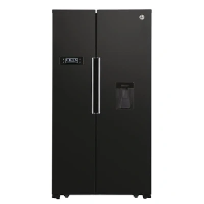 Image of HOOVER HHSBSO6174BWDK 1 American Style Fridge Freezer Black, Black