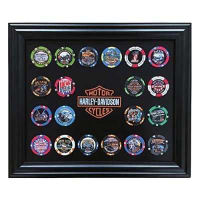 Image of HARLEY DAVIDSON Classic Bar &amp; Shield Magnetic Poker Chip Frame Holds 20 Chips