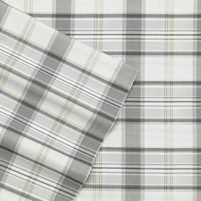 Image of Eddie Bauer Twin Sheets, Cotton Percale Bedding Set, Crisp &amp; Cool Home Decor (Chinook Grey,3 pcs, Twin)