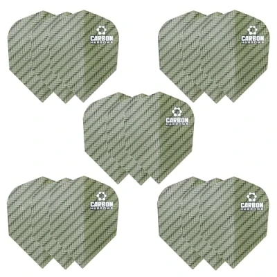 Image of Harrows Carbon Dart Flights 5 x sets Darts (15 Total) I 100 Micron Premium Extra Strong Made in UK Professional Accessories Green