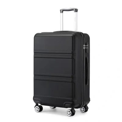 Image of Kono Medium Suitcase 24 Inch Luggage Lightweight ABS Hard Shell Trolley Travel Case with TSA Combination Lock and 4 Wheels Spinner (24&quot;, Black)