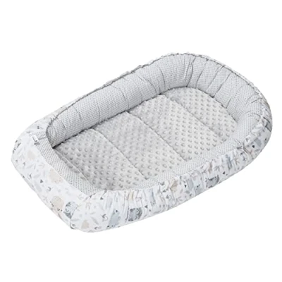 Image of Baby nest Pod Newborn Sleepyhead 100% Cotton 100x60x15cm Medi Partners Bed Pillow Accessories Cocoon for Babies (Glade with Grey Plush)