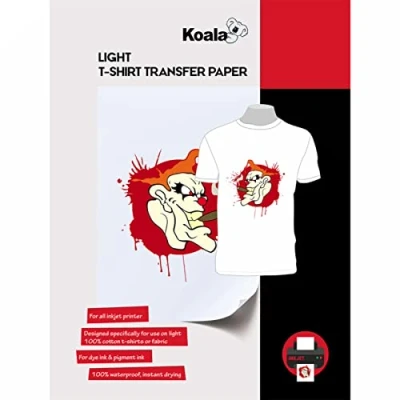 Image of KOALA Premium Inkjet Iron On T Shirt Transfer Paper for White and Light Fabrics x 10 Sheets, A3. Vivid, Long lasting Images. Easy to Use