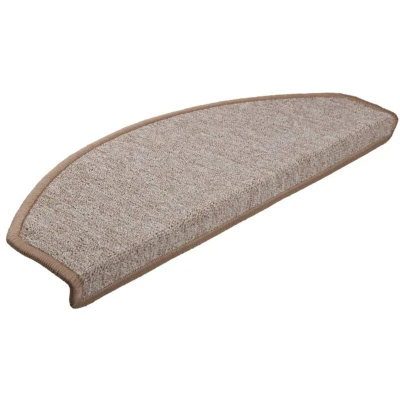 Image of vidaXL Carpet Stair Treads Set of 15, Light Brown, 65x24x4 cm, Non Slip, Sound Dampening, Polypropylene Mats, Washable and Foldable