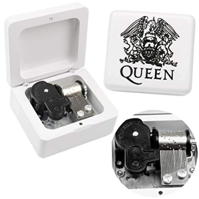Image of Sinzyo Queen Bohemian Rhapsody Music Box Vintage Musical Boxs Gift For Birthday Valentine&#039;s Day Christmas Day(White Wooden Box)
