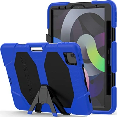 Image of TECHGEAR G SHOCK Case Designed for iPad Air 5, 10.9&quot; 2022 5th Generation, Tough Rugged HEAVY DUTY Armour Shockproof Survival with Stand Kids Schools Builders Workman BLUE