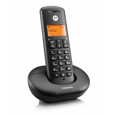 Image of Motorola E201 Cordless Landline House Phone, Home Nuisance Call Blocking, Do Not Disturb Button, Amber Backlit Display, Single Handset Pack