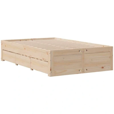 Image of vidaXL Bed Frame without Mattress with Drawers 120x190 cm Small Double Solid Wood Pine