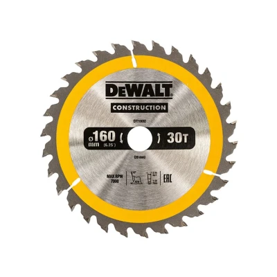 Image of DeWalt DT1932 QZ Construction Circ Saw Blade, Yellow, 160 x 20 mm