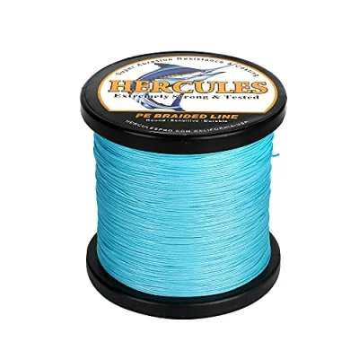 Image of HERCULES Braided Fishing Line 12 Strands, 100 2000m 109 2196 Yards Braid Fish Line, 10lbs 420lbs Test PE Lines for Saltwater Freshwater Blue, 70lbs, 300m