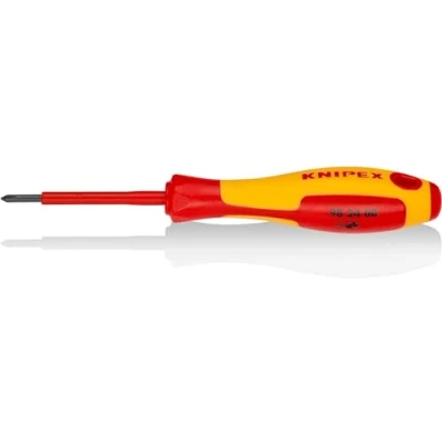 Image of Knipex Screwdriver for cross recessed screws Phillips® burnished, insulating multi component handle, VDE tested 162 mm 98 24 00