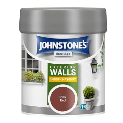 Image of Johnstone’s Exterior Smooth Masonry Paint Tester Pot Brick Red Up to 15 Years Protection Weather &amp; Dirt Resistant 12m2 Coverage Per Litre Dry in 1 2 Hours 225 ml