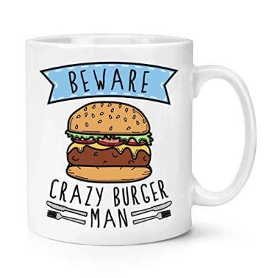 Image of Beware Crazy Burger Man 10oz Mug Cup