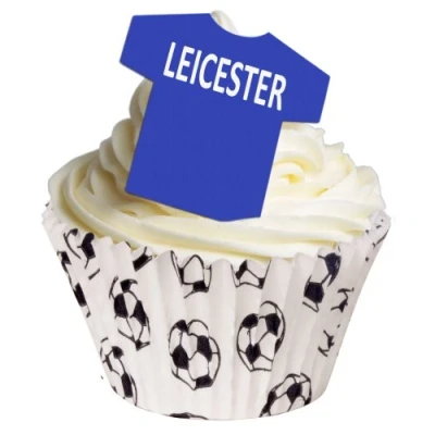 Image of Pack of 12 Edible Wafer Decorations Leicester City Football Toppers 201 189