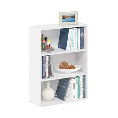 Image of Furinno 3 Tier Open Shelf Bookcase, Engineered Wood, Plain White