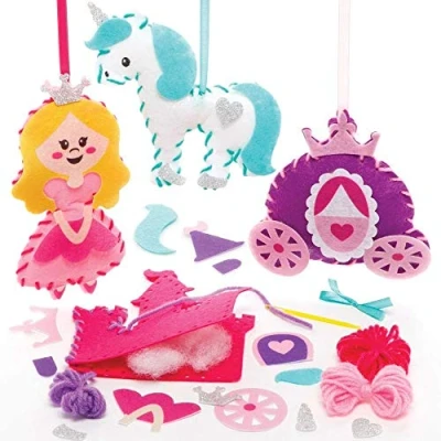 Image of Baker Ross FE505 Princess Sewing Decoration Craft Kits Pack of 4, Set for Children, Creative Activities Kids, Ideal Arts and Crafts Project