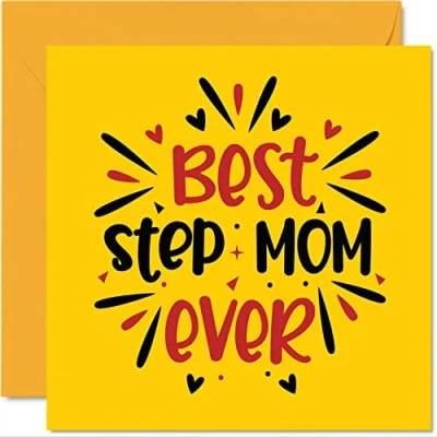 Image of Step Mom Birthday Card Best Ever Novelty Happy from Daughter Son Gifts, 145mm x Mother&#039;s Day Greeting Cards for Mama Mam Mammy Mommy