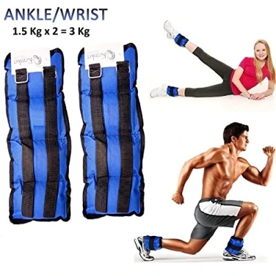 Image of Kemket Ankle Wrist Weights Running Exercise Adjustable Strength Gym Fitness Resistant Training Straps 3kg